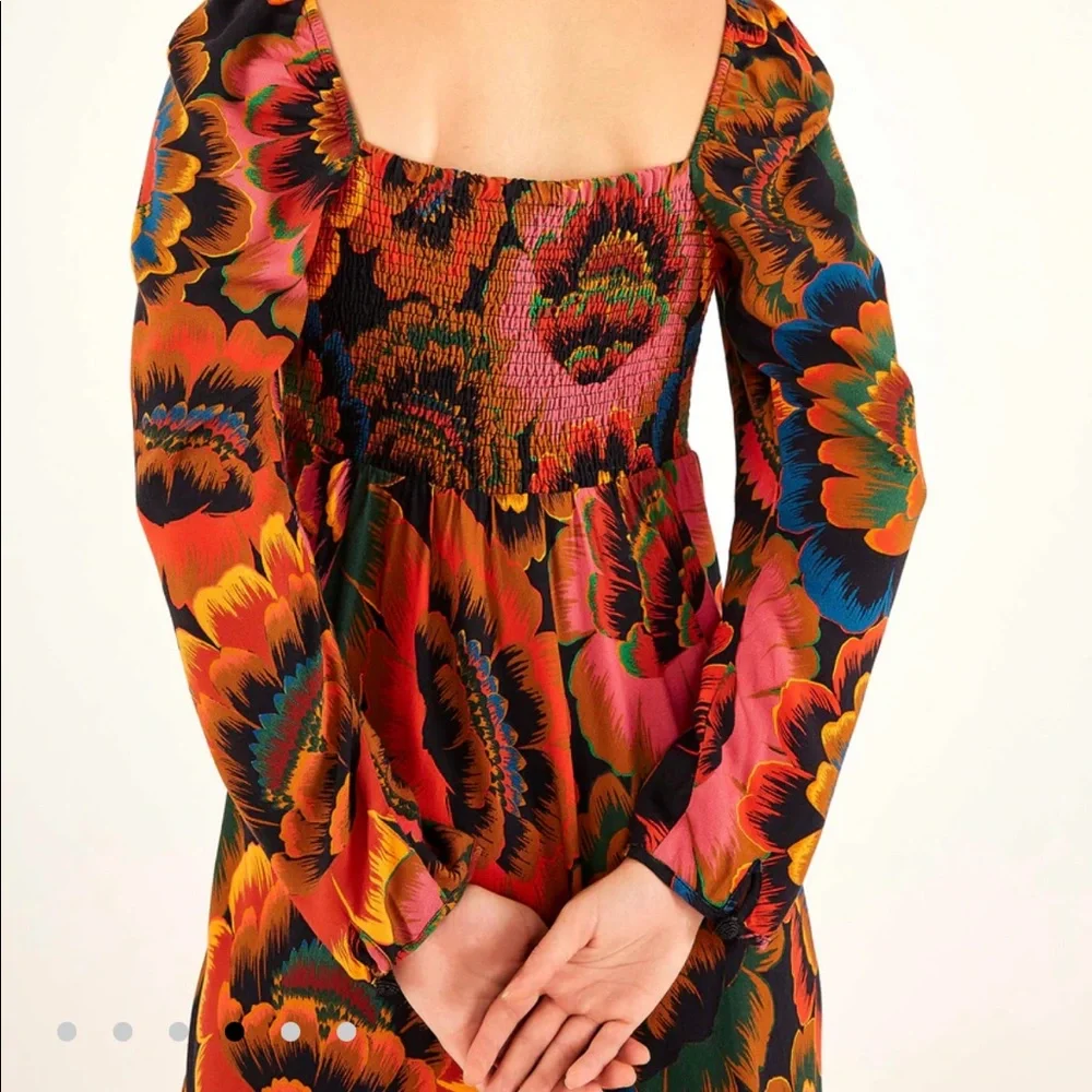 NWT FARM Rio Colorful Flowers Midi Dress - Picture 4 of 10